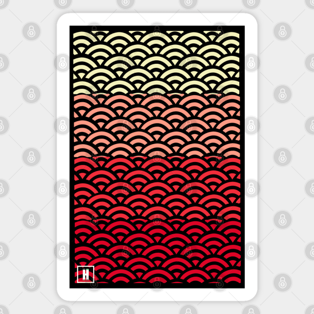 Retro Japanese Clouds Pattern RE:COLOR 21 Magnet by HCreatives